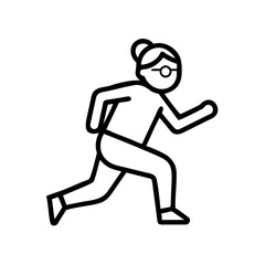 Elderly woman jogging in activewear with glasses and a determined look  