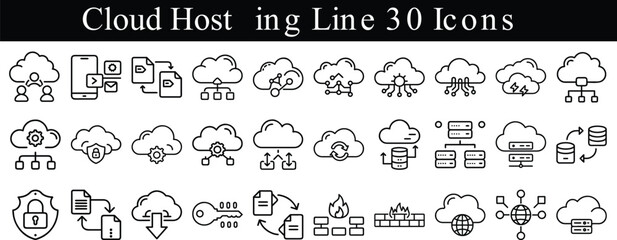 Database line editable icon vector set, on white background.