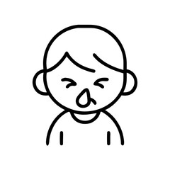 Obraz premium Child with runny nose showing discomfort in simple line art 