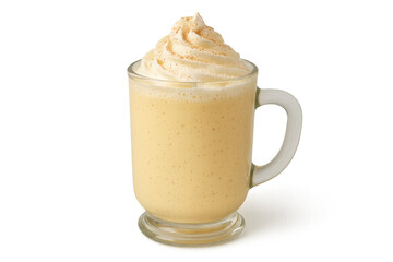 Eggnog milkshake with whipped cream and cinnamon spice