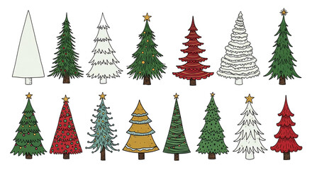 Obraz premium Christmas tree isolated on a white background, set.