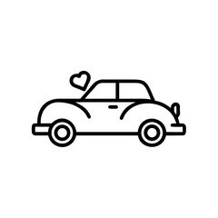 Obraz premium Vintage wedding car illustration with heart symbol 