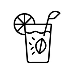 Refreshing lemonade with mint and lemon slice in clear glass  