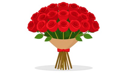 Beautiful Bouquet of Red Roses Wrapped in Brown Paper.