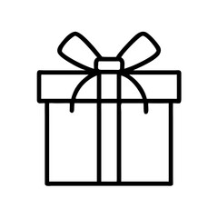 Classic gift box with ribbon in black outline design  