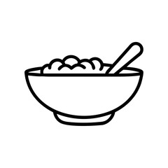 Bowl of cereal with milk and spoon in minimalist style  