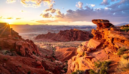 Sunset over red rock canyons