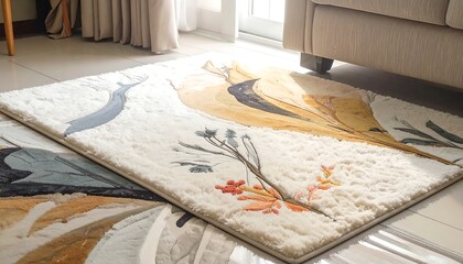 Beautiful Bird Design on a Soft Area Rug.