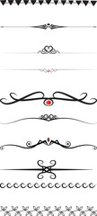 Fototapeta premium Collection of Decorative Black and White Ornate Line Dividers and Borders