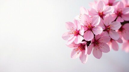Delicate Pink Blossoms on a Branch, Softly Illuminated by Natural Light, Creating a Serene and Peaceful Atmosphere