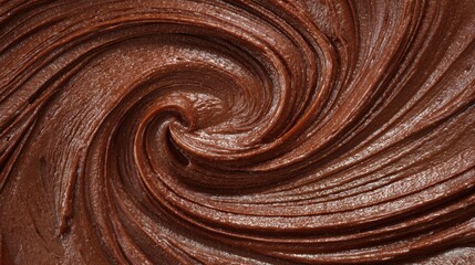 Rich Melted Chocolate Swirl Texture in Close-Up Macro Shot