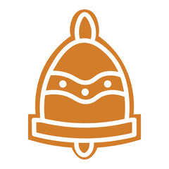Flat style illustration of a gingerbread bell cookie, perfect for Christmas, New Year, winter holiday baking, and festive food designs.