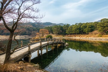 Fototapeta premium Annual Bird Bridge Connecting the Male and Female Leads in a Traditional Korean Fairy Tale