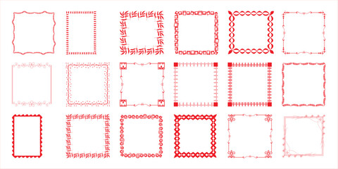 Collection of Decorative Red Frames and Borders for Design Projects
