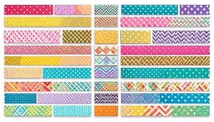 Colorful patterned washi tapes
