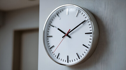 Modern wall clock showing precise time in an elegant design for home or office use.
