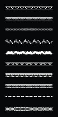 Collection of Decorative White Borders and Ornate Dividers on Black Background