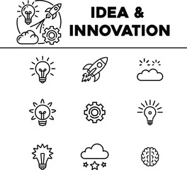 Obraz premium Modern idea and innovation icons set isolated on transparent background