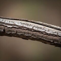 Macro Photography of a Weathered Branch Showcasing Intricate Bark Texture and Organic Patterns in Natural Tones Perfect for Upscale Stock Imagery