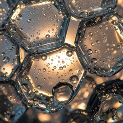 Ethereal Macro Capture: A Mesmerizing Dance of Light, Water Droplets, and Translucent Crystalline Surfaces Revealing a Spectral Tapestry of Colors