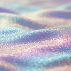 Mesmerizing macro shot of shimmerglow material highlighting luminous, silky metallic textures under ethereal and soft diffused lighting in minimalist setting
