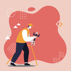 Worker holding a large wrench symbolizing service maintenance and expert repair solutions