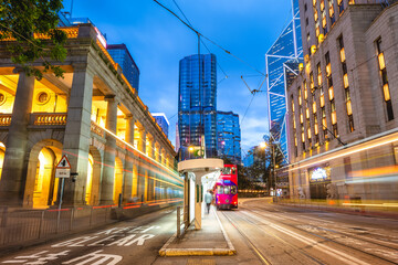 Scenery of the Statue Square, a public pedestrian square in Central, Hong Kong, China.