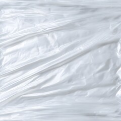 Fototapeta premium White plastic wrap texture background with soft wrinkles and glossy folds for modern clean design.