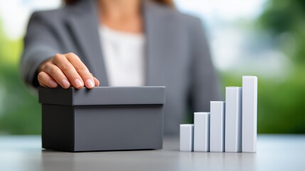 Business Growth Concept with Chart and Box