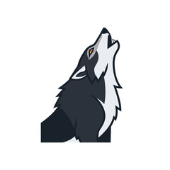 A striking illustration of a howling wolf with its head raised high.