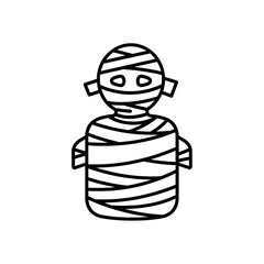 Cartoon Mummy Illustration - Wrapped in Bandages, Halloween Icon.