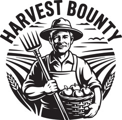 Cheerful farmer ready for harvest season bounty