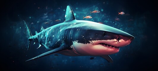 Fototapeta premium Pointillist grunge design of shark with abstract dotted pattern ,generative AI