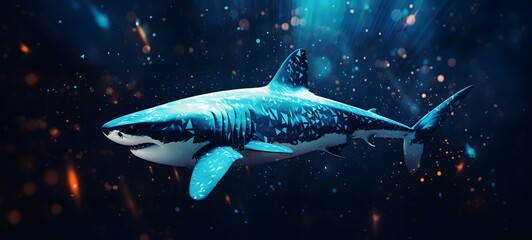 Pointillist grunge design of shark with abstract dotted pattern ,generative AI