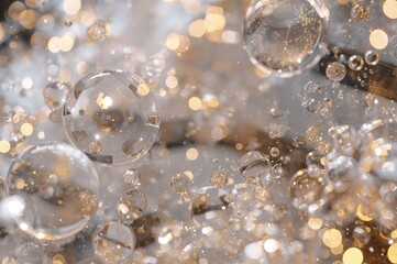 Glowing Spheres Featuring Gleaming Textures, Artistic Backdrop Created by AI