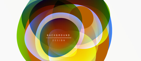Obraz premium Abstract colorful circles overlap, creating dynamic visual effect. Center text reads background design. Bright hues dominate composition.