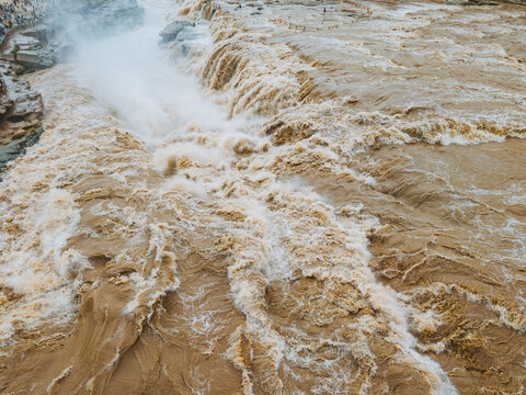 aerial perspective of great waterfall of Yellow River