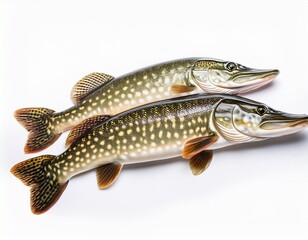 Naklejka premium fresh caught northern pike isolated on a white background