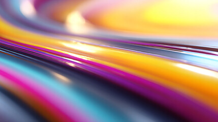Abstract, colorful image. Swirls of yellow, orange, pink, purple, and blue blend together in a dynamic, flowing composition.