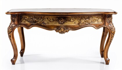 elegant antique victorian side table isolated on white