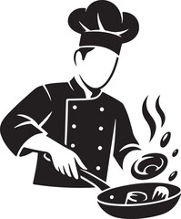 Professional chef cooking delicious food in pan