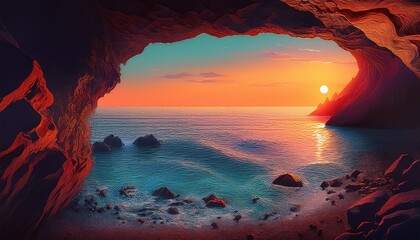 sea cave sundown