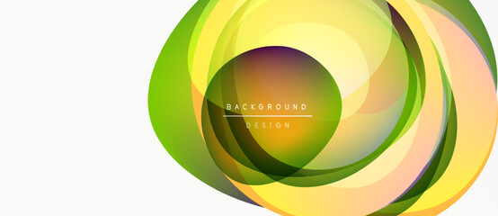 Abstract colorful layers create dynamic circular design. Gradient hues blend, forming modern background element. Smooth transitions, vibrant visuals.