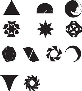 Modern & unique geometric shapes collection, geometric shape silhouette icon set. Outline blank frame templates