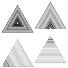 Obraz premium Triangle shape set. Gray gradient shading. Abstract geometric forms. Vector pyramid element.