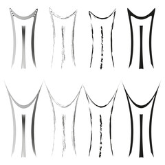 Thin abstract arches. Simple monochromatic lines. Contour drawing Vector elements. Minimalist elegant design.