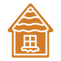 Flat style illustration of a gingerbread house cookie, perfect for Christmas, New Year, winter holiday baking, and festive food designs.
