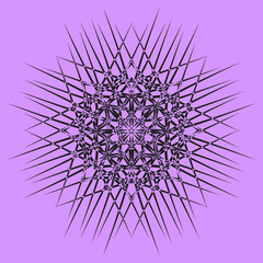 Abstract radial pattern. Intricate star burst. Purple background Vector. Complex graphic design.