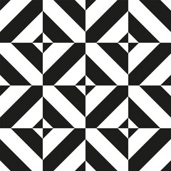 Tessellation geometric pattern. Black white abstract tile. Repeating triangle shapes. Vector surface texture.