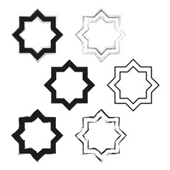 Star polygon shapes. Geometric figure set. Abstract Vector element. Outline filled forms.